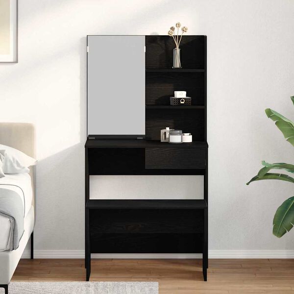 vidaXL Tualetės rinkinys 2 pcs Juodas ąžuolas Apdirbta mediena