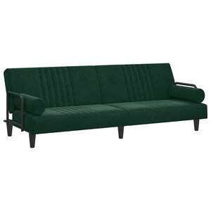vidaXL Sofa-lova su porankiais, tamsiai žalios spalvos, aksomas