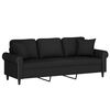 vidaXL Trivietė sofa su pagalvėmis, juodos spalvos, 180cm, aksomas