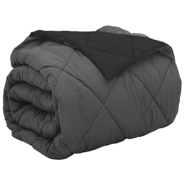 vidaXL Pilna metų antklodė Juoda ir Antracitas 220 x 200 cm