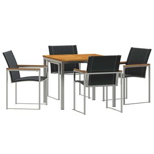 vidaXL Sodo valgomojo komplektas 5 pcs Ruda Kietos akacijos mediena