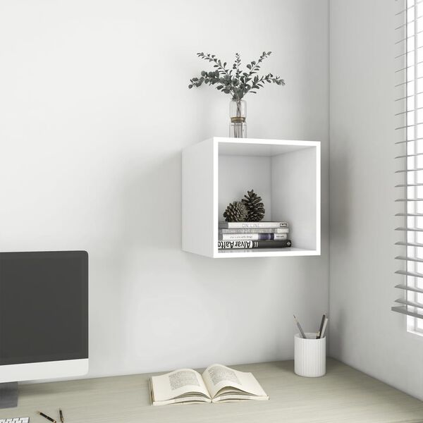 vidaXL Sieninė spintelė, baltos spalvos, 37x37x37cm, mediena