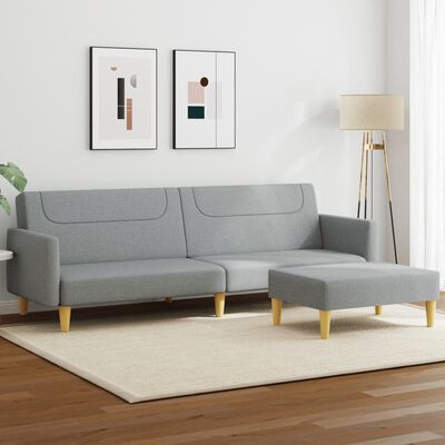 vidaXL Dvivietė sofa-lova su pakoja, šviesiai pilkos spalvos, audinys