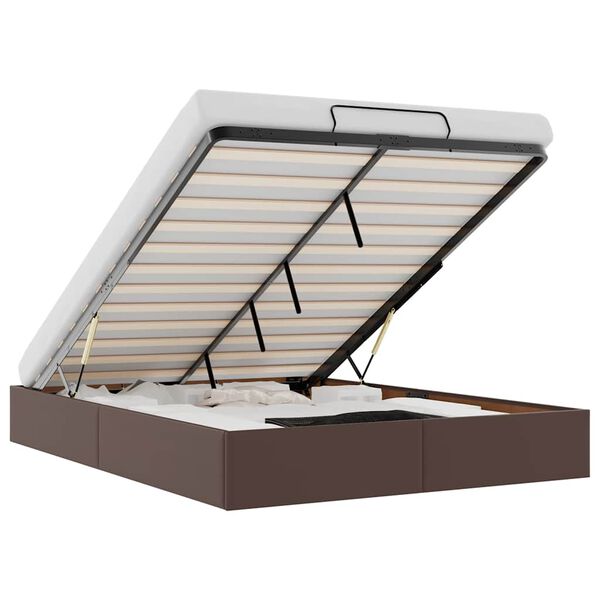 vidaXL Osmanų lovos rėmas be čiužinio, rudas, 140x200cm, dirbt. oda