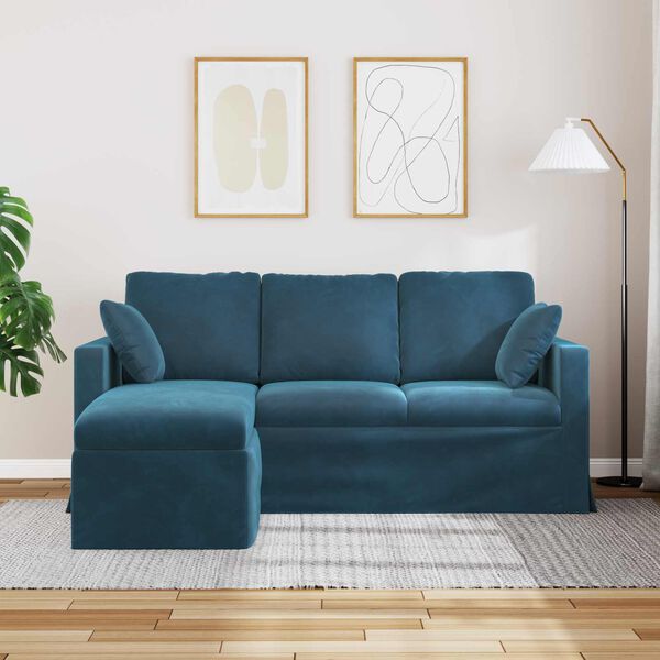 vidaXL Sofa Mėlyna Bendri matmenys: 178 x 134 cm (P X G x A) Aksomas