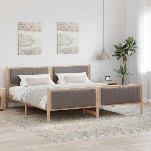 vidaXL Lovos rėmas Ruda ir taupe 200 x 200 cm Pu&scaron;ies masyvas