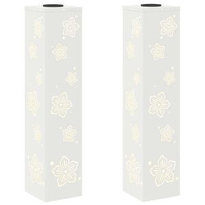 vidaXL Saulės LED &scaron;aligatvio &scaron;viesa 2 vnt. &Scaron;ilta balta 18 x 18 x 80 cm