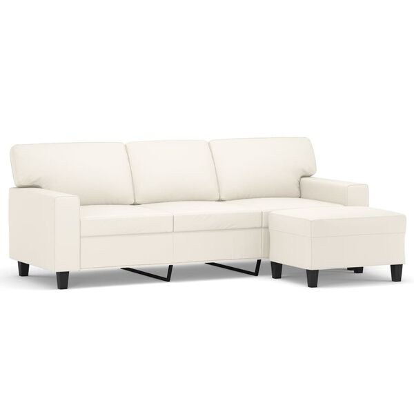 vidaXL Trivietė sofa su pakoja, kreminės spalvos, 180cm, dirbtinė oda