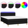 vidaXL Lova su spyruoklėmis/čiužiniu/LED, juoda, 140x190 cm, audinys