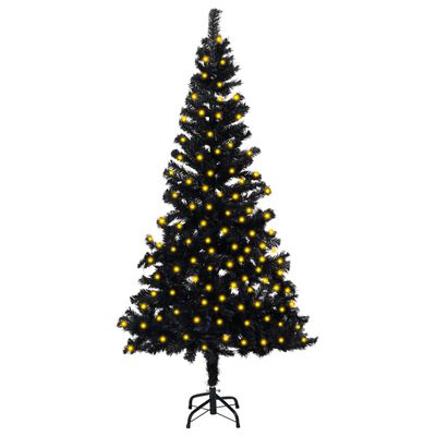 vidaXL Dirbtinė apšviesta Kalėdų eglutė su stovu, juoda, 150cm, PVC
