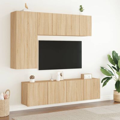 vidaXL Sieninė TV sekcija, 5 dalių, ąžuolo spalvos, apdirbta mediena