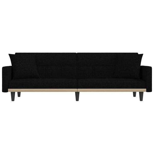 vidaXL Sofa-lova su pagalvėlėmis, juodos spalvos, audinys