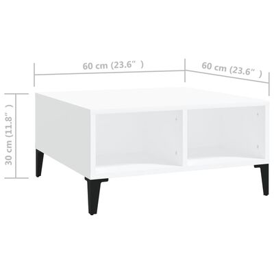 vidaXL Kavos staliukas, baltos spalvos, 60x60x30cm, MDP