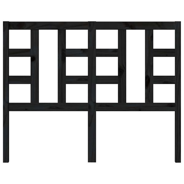 vidaXL Lovos galvūgalis, juodas, 126x4x100cm, pu&scaron;ies medienos masyvas