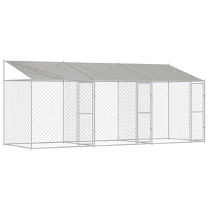 vidaXL &Scaron;uo narvas su stogu Sidabrinė 600 x 200 x 256 cm Plienas ir PE