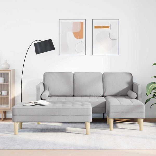 vidaXL Sofos komplektas su pagalve 2 pcs Debesų pilka Poliesteris