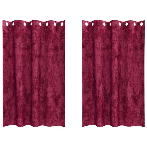 vidaXL Aksominio tipo užuolaidos 2 pcs Vyno raudona 175 x 140 cm