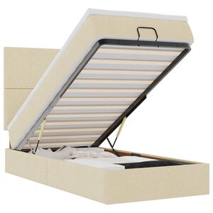 vidaXL Osmanų lovos rėmas su čiužiniu, kreminis, 90x190cm, audinys