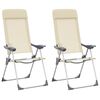 vidaXL Sulankstomos kempingo kėdės, 2 vnt., kreminės sp., aliuminis