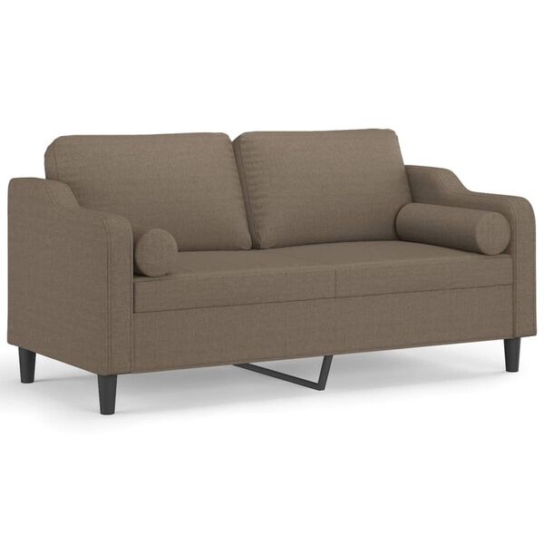 vidaXL Dvivietė sofa su pagalvėmis, taupe, 140cm, audinys