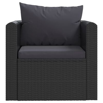 vidaXL Sodo baldų komplektas su pagalvėmis, 9 dalių, juodas, ratanas