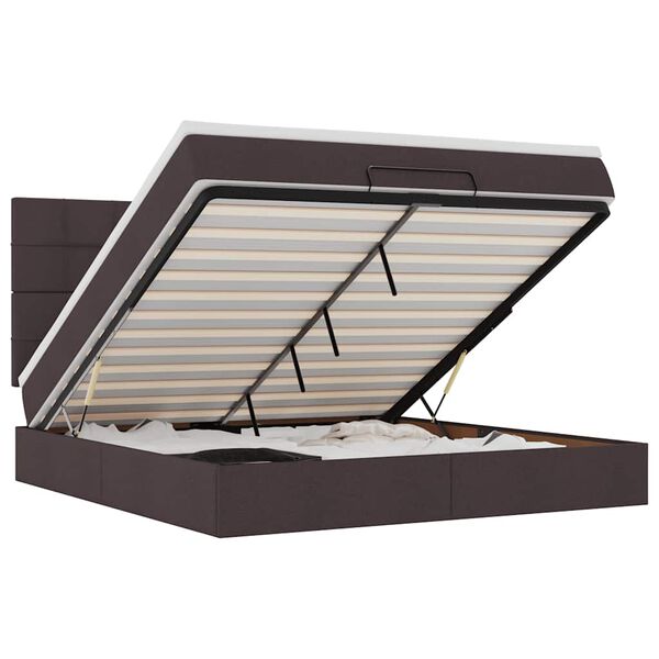 vidaXL Osmanų lova su čiužiniu Tamsiai rudas 180x200 cm Audinys