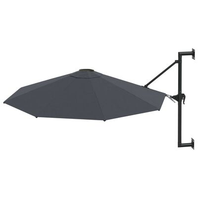 vidaXL Prie sienos montuojamas skėtis su stulpu, 300 cm, antracito sp.