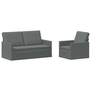vidaXL Sofos komplektas 2 pcs Tamsiai pilka Audinys