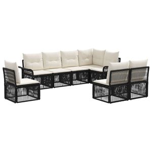 vidaXL Sodo Sofų Rinkinys 8 pcs Juoda poliratanas