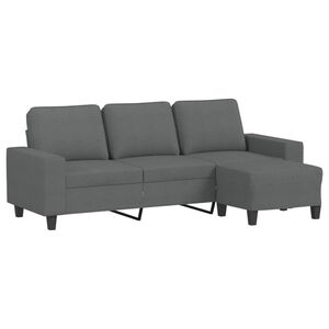 vidaXL Trivietė sofa su pakoja, tamsiai pilkos spalvos, 180cm, audinys