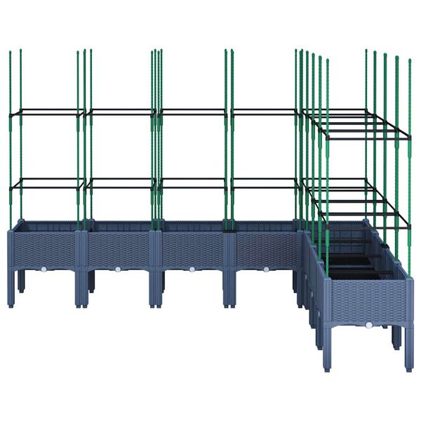 vidaXL Sodo lovelis su treliažu, melsvai pilkos spalvos, 200x160x142,5cm, PP