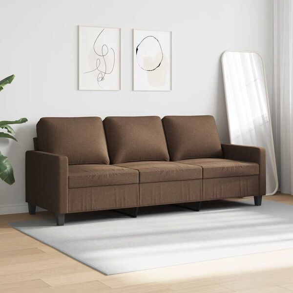 vidaXL Trivietė sofa, rudos spalvos, 180cm, audinys