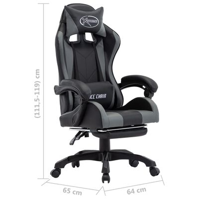 vidaXL Žaidimų kėdė su pakoja, pilka ir juoda, dirbtinė oda