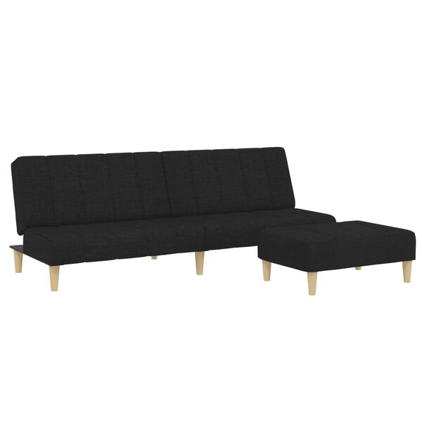 vidaXL Dvivietė sofa-lova su pakoja, juodos spalvos, audinys