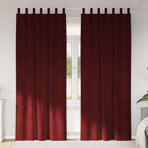 vidaXL Užtemdymo užuolaidos 2 pcs Vyno raudona 140 x 245 cm Aksomas
