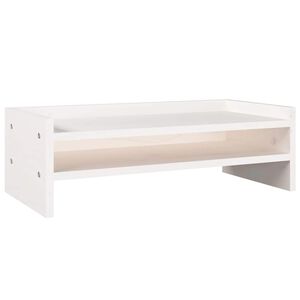 vidaXL Monitoriaus stovas, baltas, 50x24x16cm, pu&scaron;ies medienos masyvas