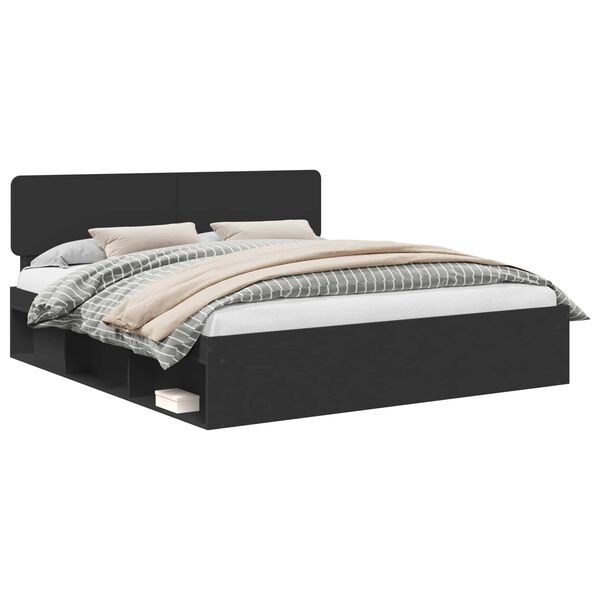 vidaXL Lovos rėmas Juoda 180 x 200 cm Kietos pu&scaron;ies mediena