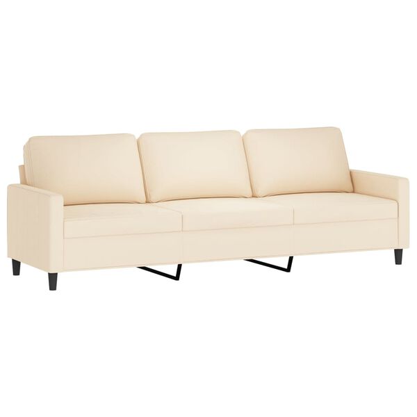 vidaXL Trivietė sofa su pakoja, kreminės spalvos, 210cm, aksomas