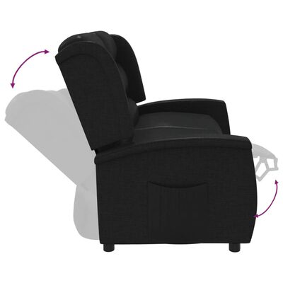 vidaXL Atlošiamas dvivietis krėslas, juodos spalvos, audinys
