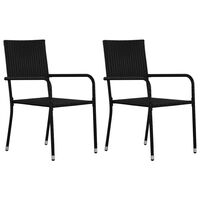 vidaXL Lauko valgomojo kėdės, 2vnt., juodos, poliratanas
