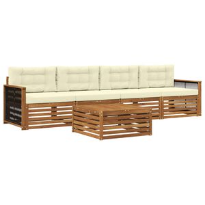 vidaXL Lauko sofos komplektas su pagalve 5 pcs Natūralus ir grietinėlė