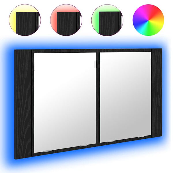 vidaXL Vonios veidrodžio spinta Juodas ąžuolas 80 x 12 x 45 cm