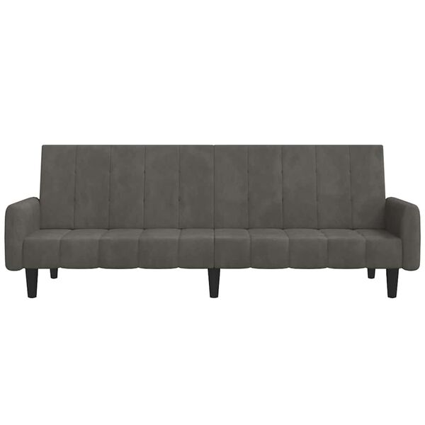 vidaXL Dvivietė sofa-lova, tamsiai pilkos spalvos, aksomas
