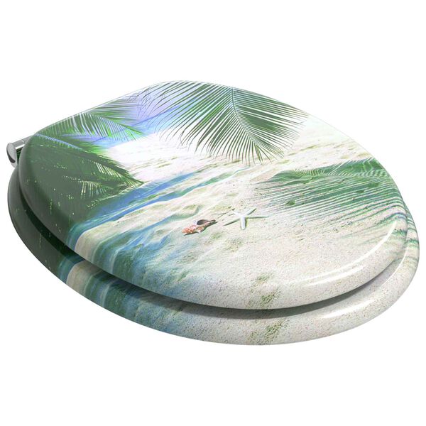 vidaXL Mink&scaron;tai užsidarantis tualeto dangtis Žalia 44 x 38 cm