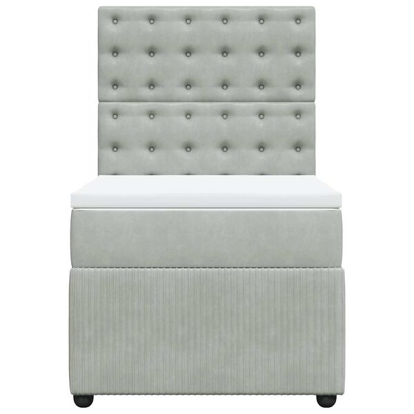 vidaXL Lova su spyruoklėmis ir čiužiniu, pilka, 80x200cm, aksomas