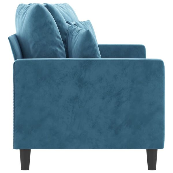 vidaXL Dvivietė sofa, mėlynos spalvos, 140cm, aksomas