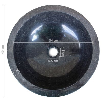 vidaXL Kriauklė, juoda, 40 cm, marmuras