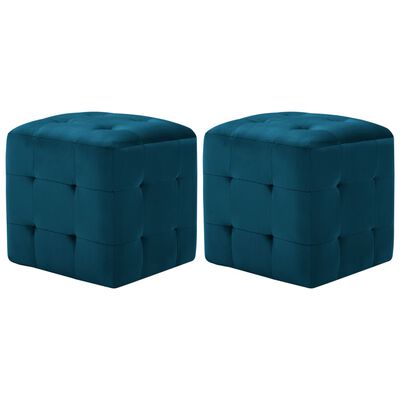 vidaXL Naktinės spintelės, 2vnt., mėlynos spalvos, 30x30x30cm, aksomas