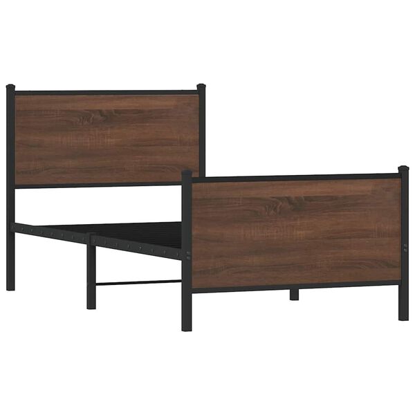 vidaXL Lovos rėmas be čiužinio, rudas ąžuolo, 100x200cm, metalas