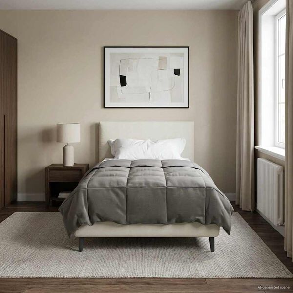 vidaXL Pilna metų antklodė &Scaron;viesiai pilka 155 x 200 cm Mikropluo&scaron;tas